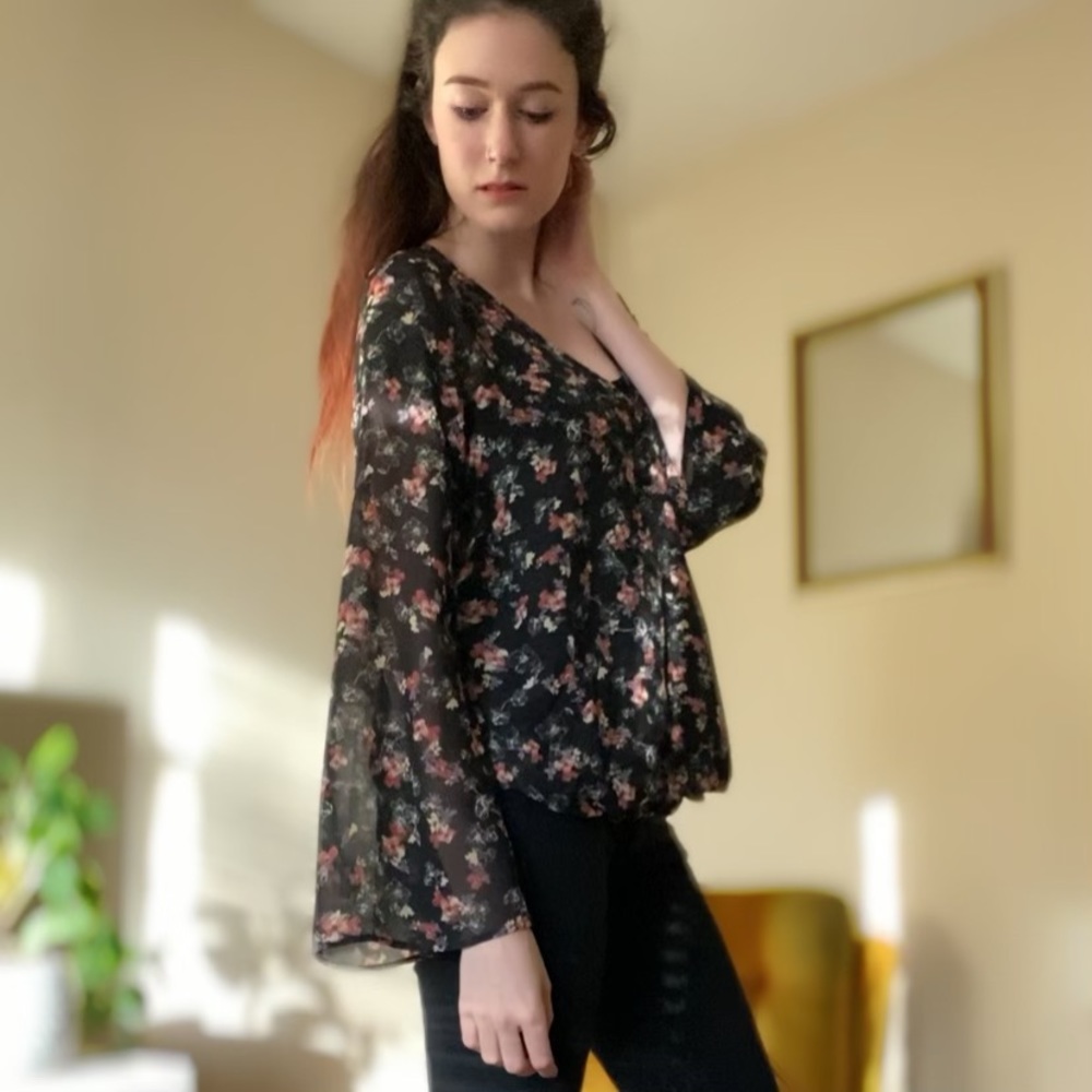 Sheer Floral Maurices Blouse